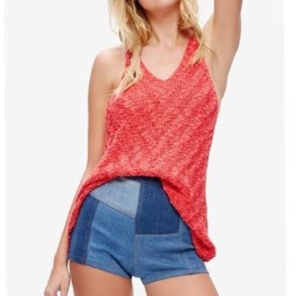 NWT Free People Chevron Sweater Tank Top Red XS - Picture 5 of 11